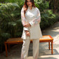 White Check floral Organza set
