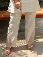 White Check Floral Organza Set