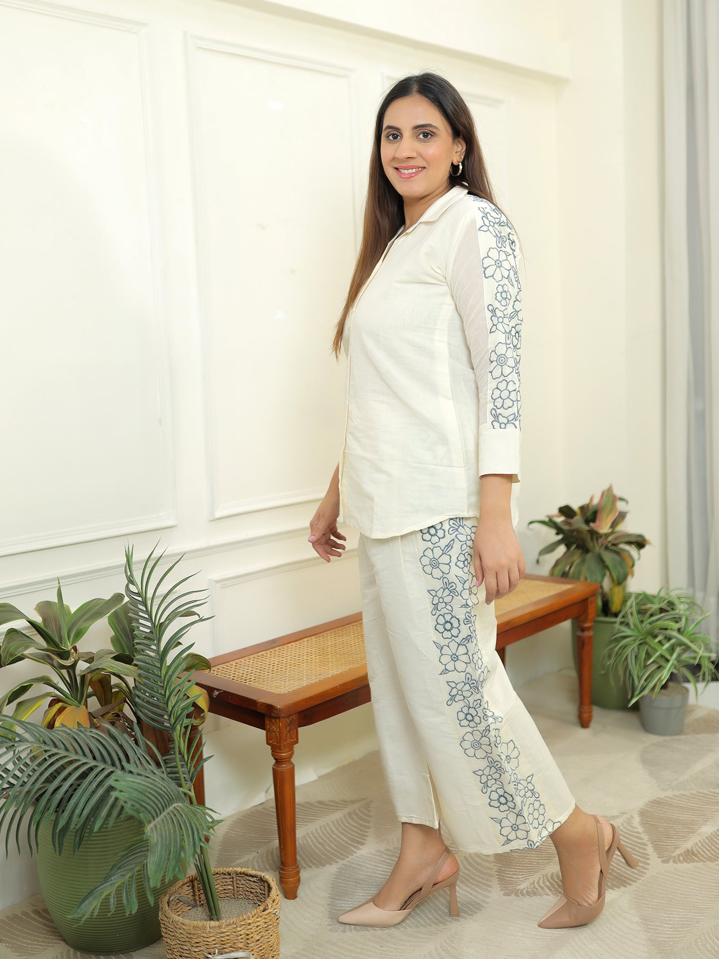 White cotton embroidery Set