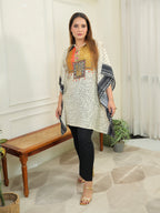 White & Black Kaftan Set