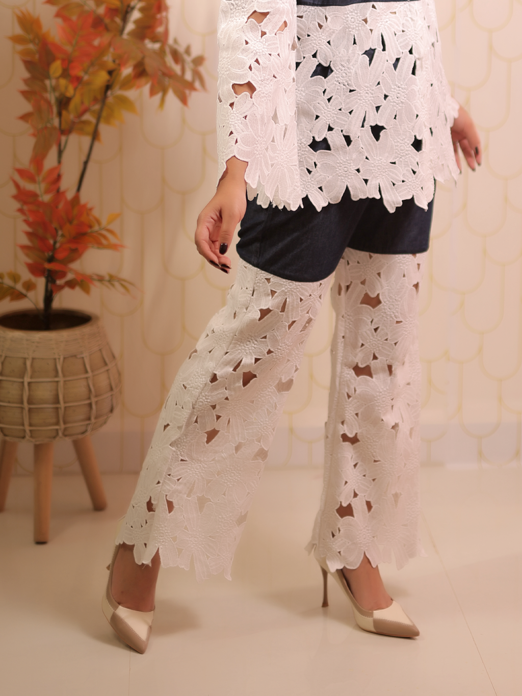 Lace Denim Co-ord Set